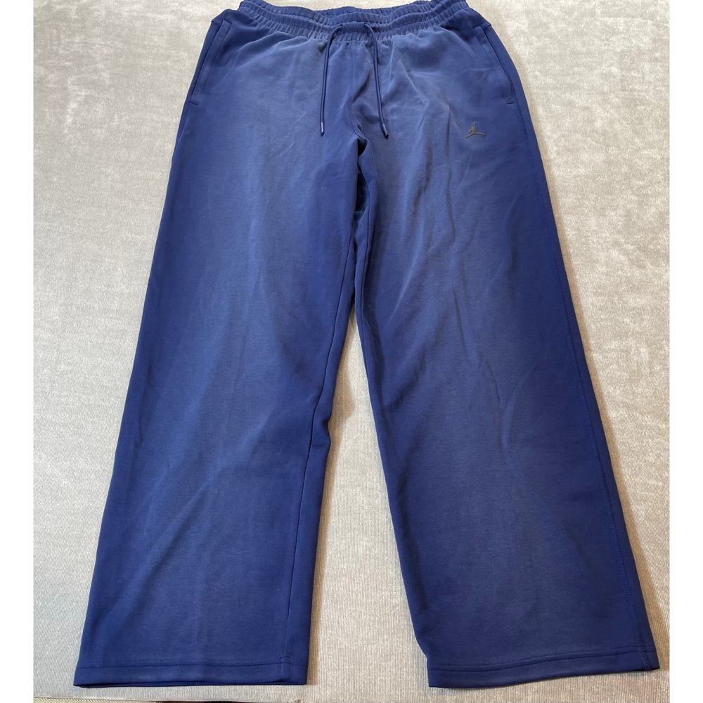 Jordan Sport Dri-FIT Mens Fleece Pants Navy Blue Wide Leg L-Tall HQ8692-492 NEW - Picture 1 of 10
